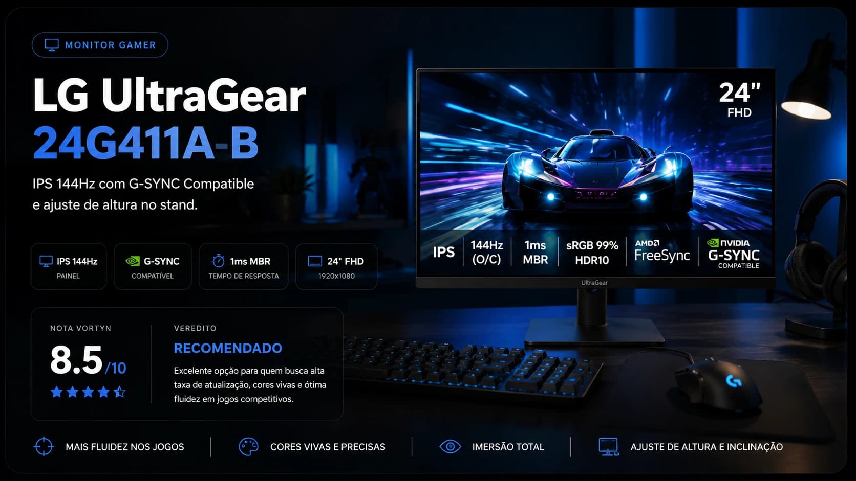 LG UltraGear 144Hz R$634: O Stand com Ajuste de Altura que Outros Cobram R$200 Extra