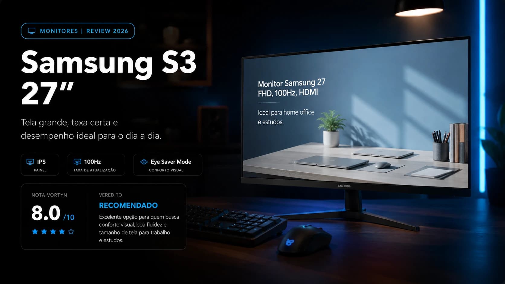 Samsung S3 27" R$694: O 100Hz de 27 Polegadas que Serve Para Trabalho e Gaming Casual
