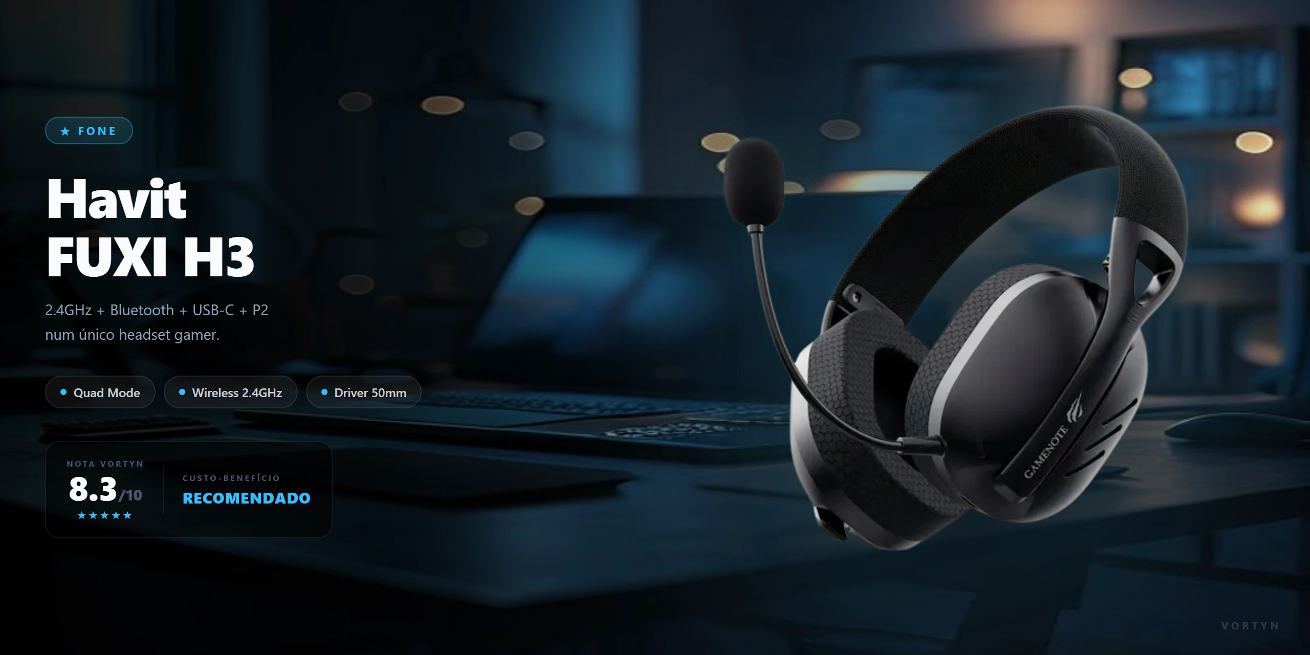 Havit FUXI H3 R$185: Gaming, Celular e Console no Mesmo Headset — Sem Trocar Dongle