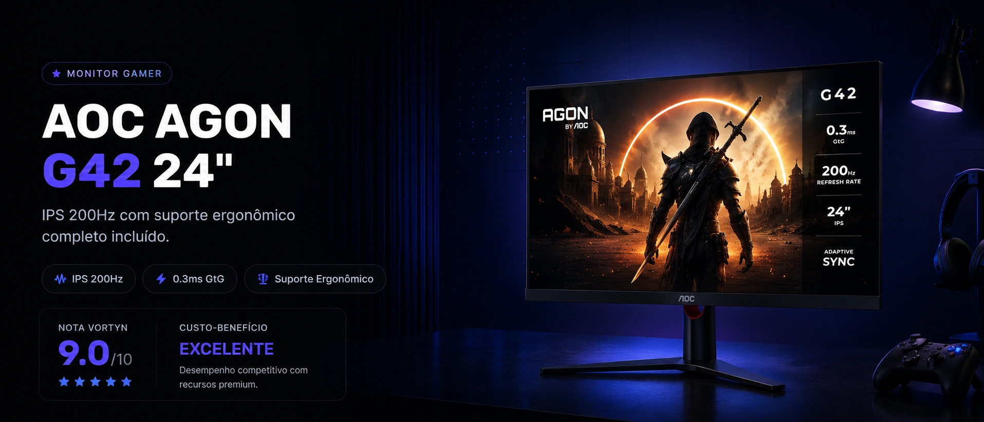 AOC AGON G42 R$751: O Único 200Hz com Height+Swivel+Pivot Abaixo de R$800