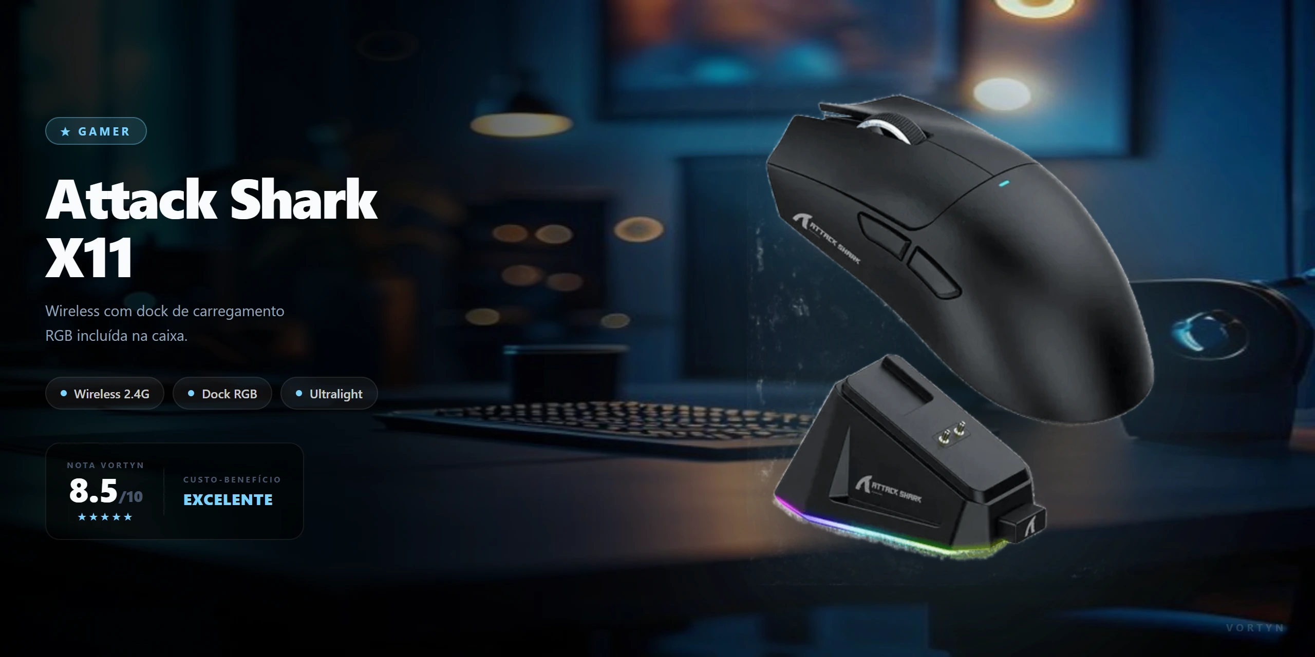 Attack Shark X11 R$199: A Base de Carregamento RGB que o Logitech Só Vende por R$600